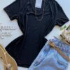 Blusa Feminina Baby Look Canelada Malwee Preta - Fernanda Ramos Store