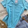 Blusa Feminina Baby Look Malwee Azul Bebê - Fernanda Ramos Store