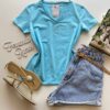 Blusa Feminina Baby Look Malwee Azul Bebê - Fernanda Ramos Store