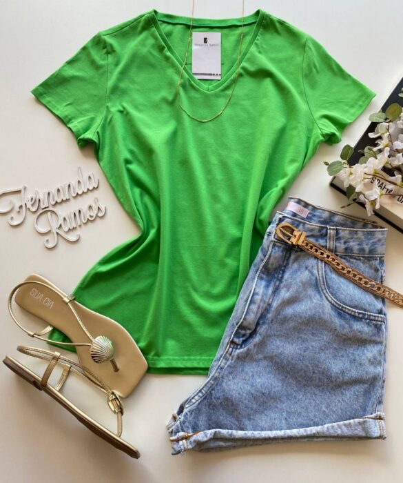 Blusa Feminina Baby Look Malwee Verde - Fernanda Ramos Store