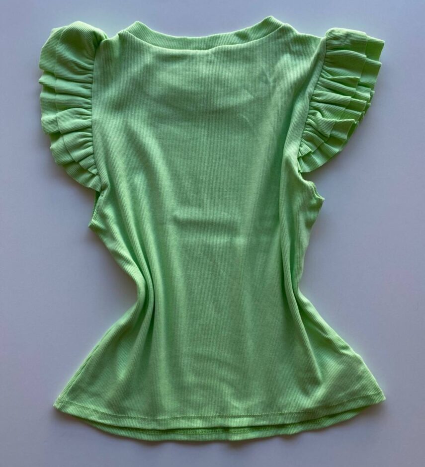 Blusa Feminina Canelada Malwee Verde com Babado na Manga - Fernanda Ramos Store