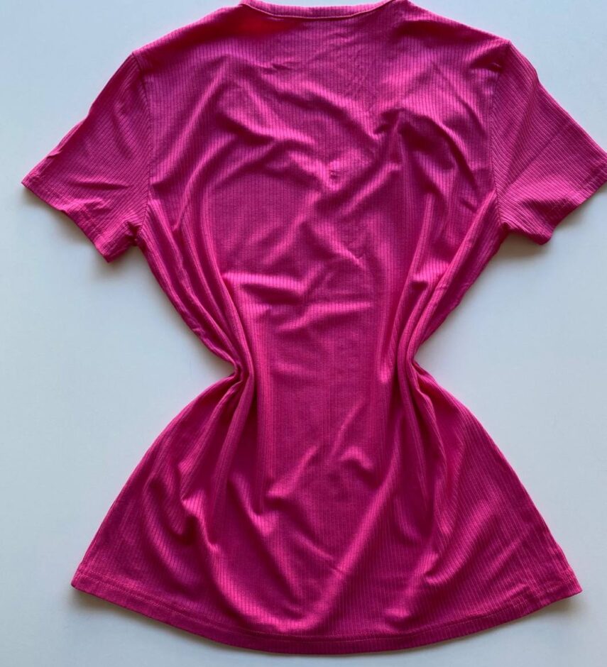 Blusa Feminina Canelada Manga Curta Malwee Pink com Botões - Fernanda Ramos Store