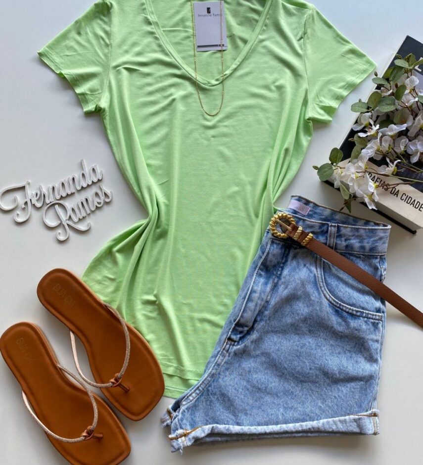 Blusa Feminina Tradicional Manga Curta Malwee Verde - Fernanda Ramos Store