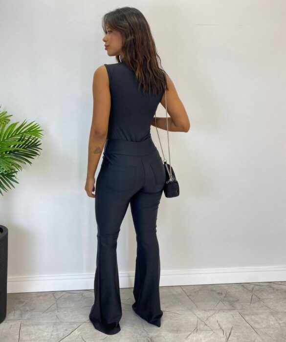 Body Feminino com Bojo e Aplicações Preto - Fernanda Ramos Store