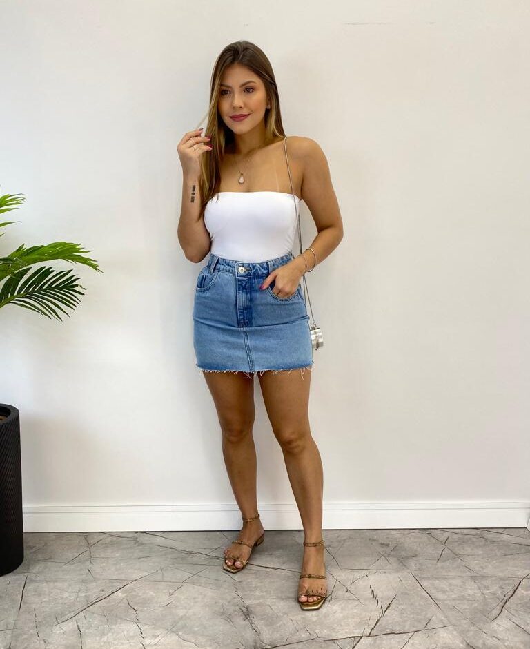 Body Feminino Tomara que Caia com Bojo sem Fecho Branco - Fernanda Ramos Store