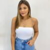 Body Feminino Tomara que Caia com Bojo sem Fecho Branco - Fernanda Ramos Store