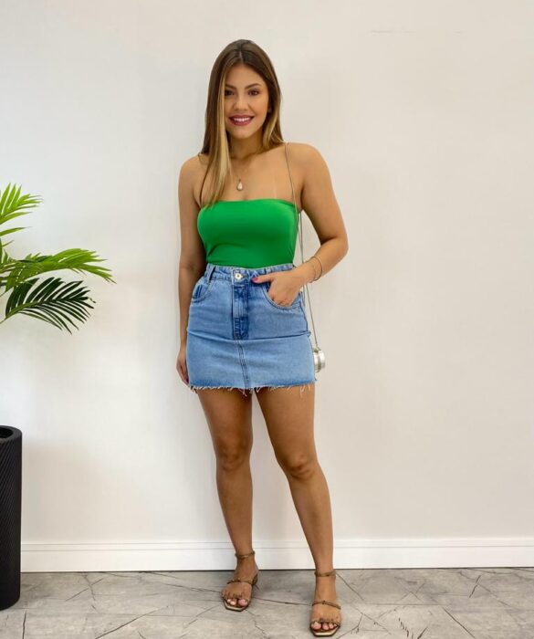 Body Feminino Tomara que Caia com Bojo sem Fecho Verde - Fernanda Ramos Store