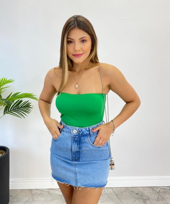 Body Feminino Tomara que Caia com Bojo sem Fecho Verde - Fernanda Ramos Store