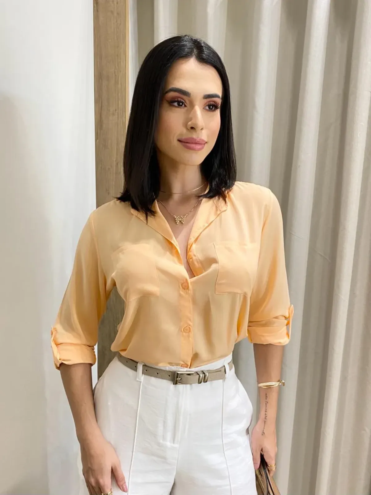 Camisa Social BlusÃ£o Feminino Tipo Vestido Camisa Feminina Social