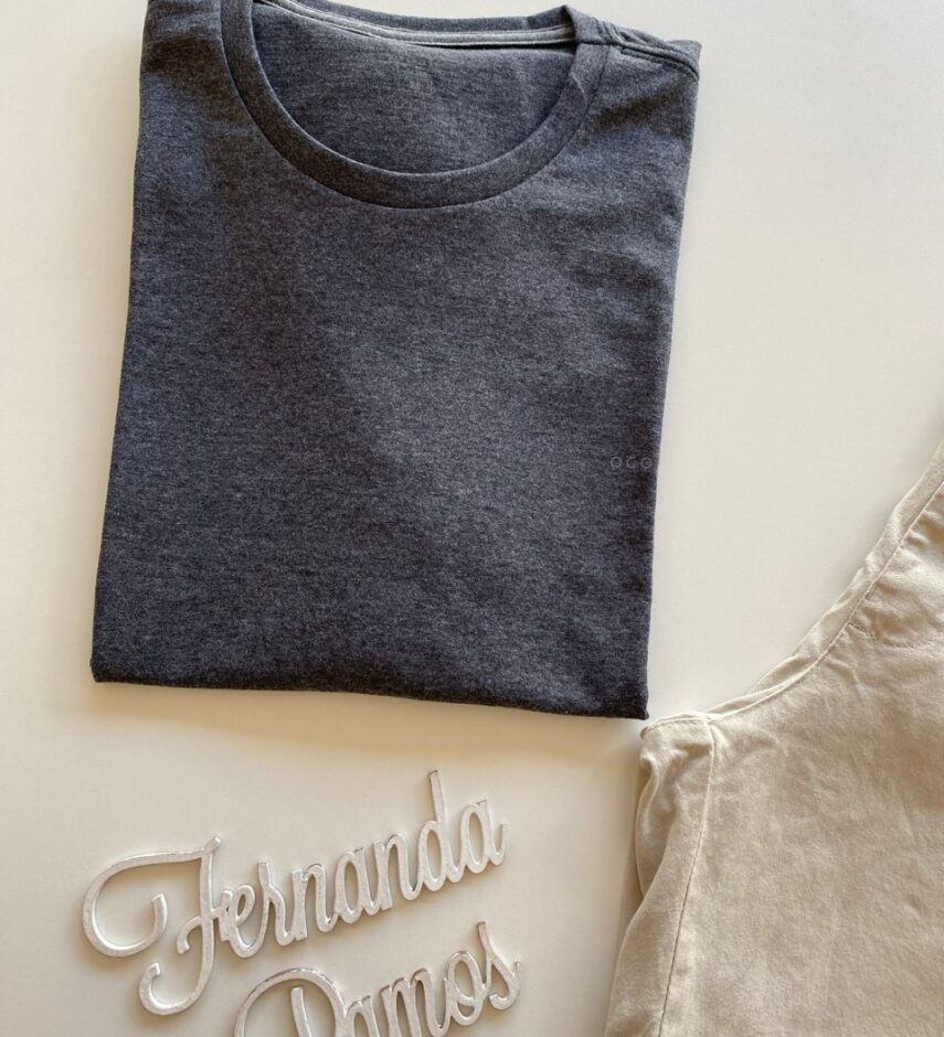 Camiseta Masculina Essencial Slim Cinza Mesclado 0005 - Fernanda Ramos Store