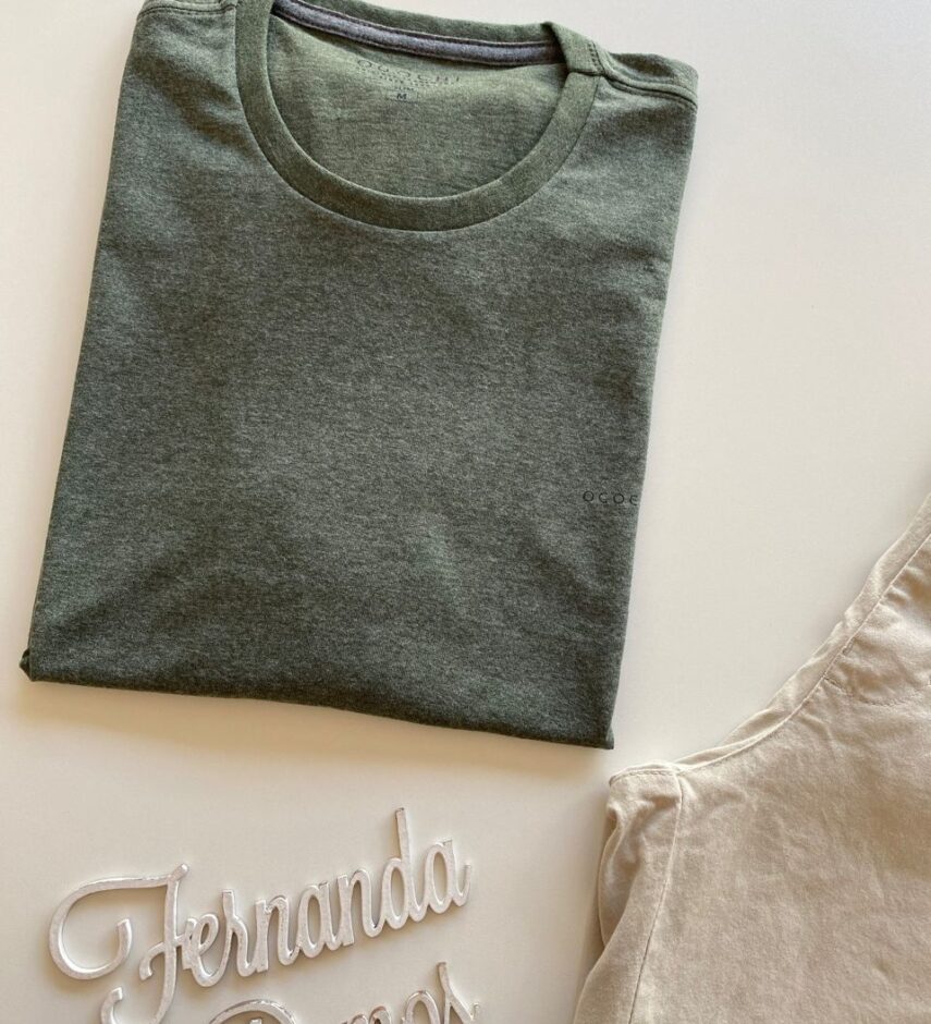 Camiseta Masculina Essencial Slim Verde Mescla 0030 - Fernanda Ramos Store