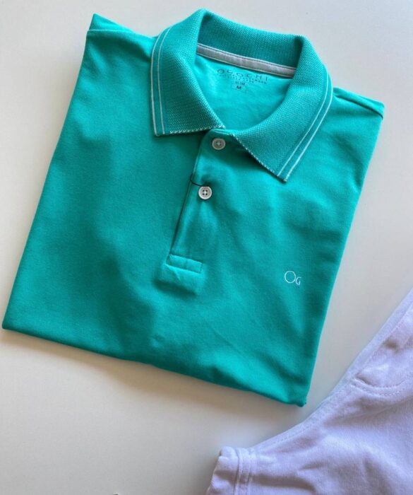 Camiseta Polo Essencial Slim Ogochi Verde Água 0037 - Fernanda Ramos Store