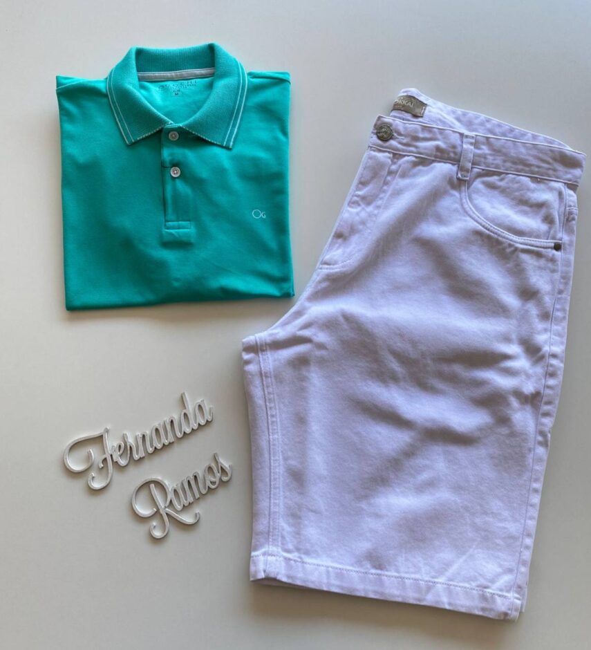 Camiseta Polo Essencial Slim Ogochi Verde Água 0037 - Fernanda Ramos Store