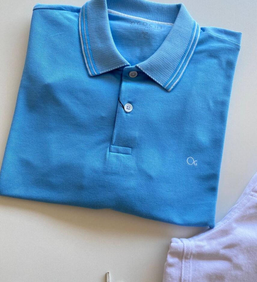 Camiseta Polo Masculina Slim Ogochi Azul 0089 - Fernanda Ramos Store