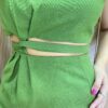 Conjunto Feminino Cropped sem Bojo e Saia Midi com Fenda Verde - Fernanda Ramos Store