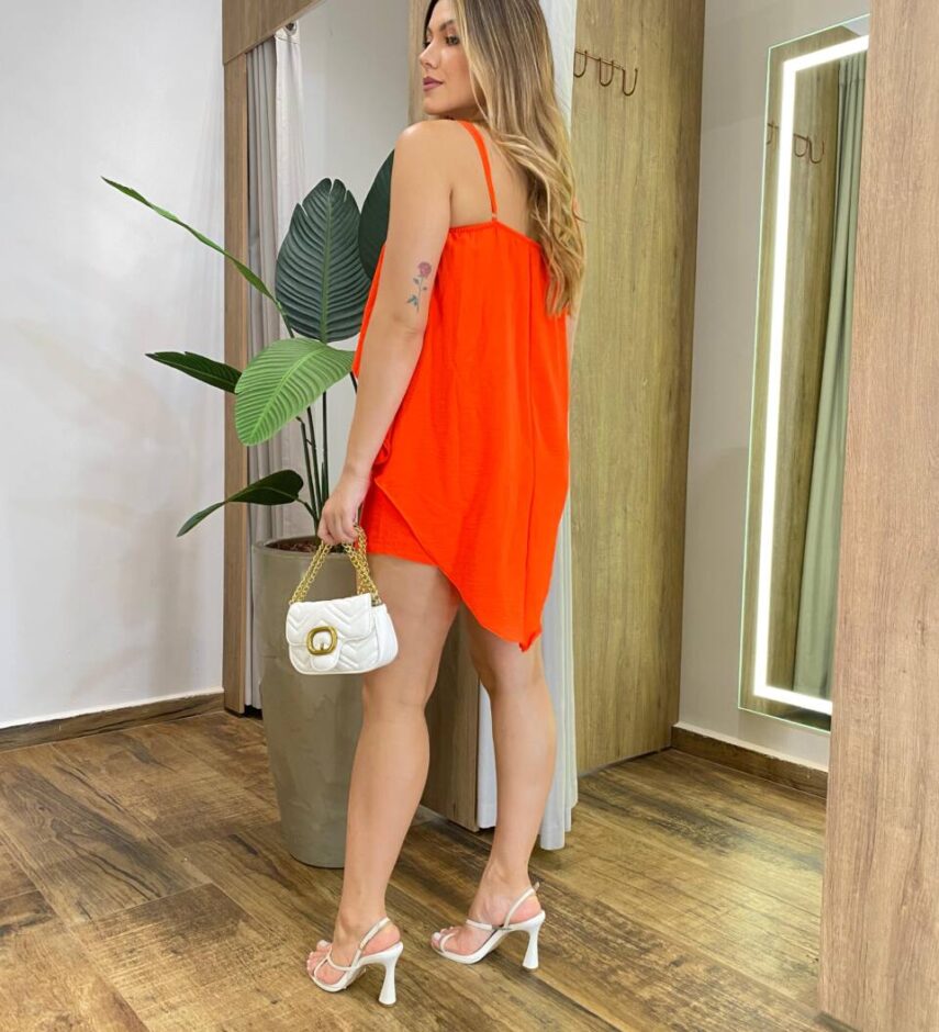 Conjunto Feminino Duna Cropped e Short com Bolsos Coral - Fernanda Ramos Store