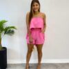 Conjunto Feminino Duna Cropped e Short com Bolsos Rosa - Fernanda Ramos Store