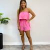 Conjunto Feminino Duna Cropped e Short com Bolsos Rosa - Fernanda Ramos Store