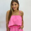 Conjunto Feminino Duna Cropped e Short com Bolsos Rosa - Fernanda Ramos Store