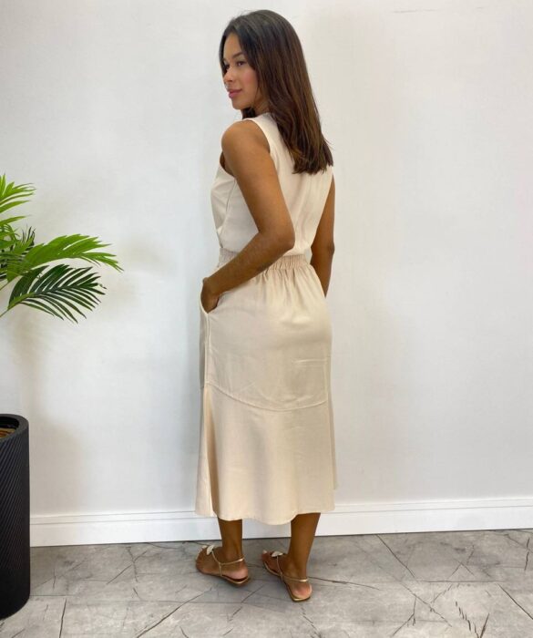 Conjunto Feminino Liz Regata e Saia Midi Nude com Amarração - Fernanda Ramos Store