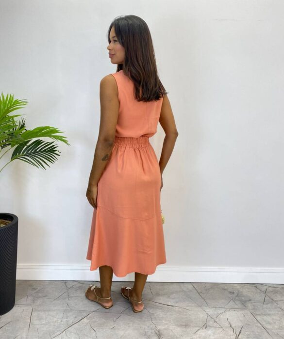 Conjunto Feminino Liz Regata e Saia Midi Terracota com Amarração - Fernanda Ramos Store