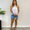 Cropped Bata Feminino Liz sem Bojo com Babados Branco - Fernanda Ramos Store