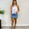 Cropped Bata Feminino Liz sem Bojo com Babados Branco - Fernanda Ramos Store