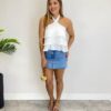 Cropped Bata Feminino Liz sem Bojo com Babados Off White - Fernanda Ramos Store