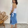 Cropped Bata Feminino sem Bojo com Babados e Brilho Branco - Fernanda Ramos Store