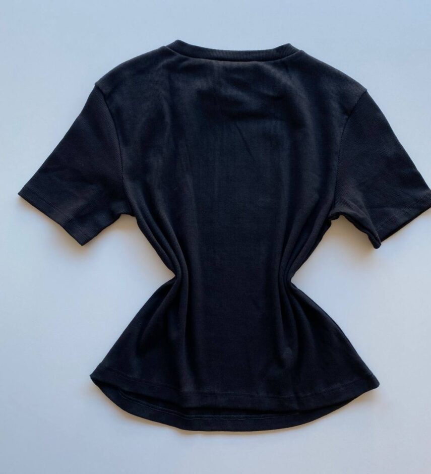 Cropped Feminino Canelado Manga Curta sem Bojo Malwee Preto - Fernanda Ramos Store