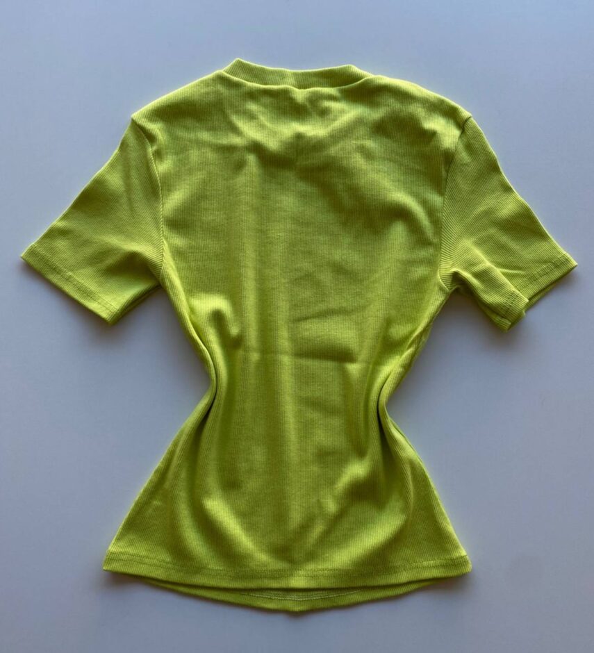 Cropped Feminino Canelado Manga Curta sem Bojo Malwee Verde Lima - Fernanda Ramos Store
