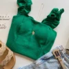 Cropped Feminino com Bojo e Lastex Babado nas Alças Verde - Fernanda Ramos Store