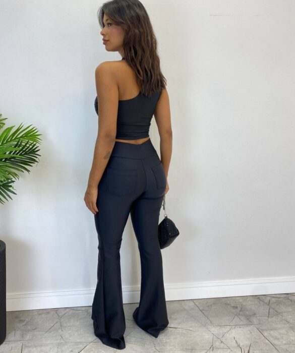 Cropped Feminino com Bojo Nula Manga Paetê Preto - Fernanda Ramos Store