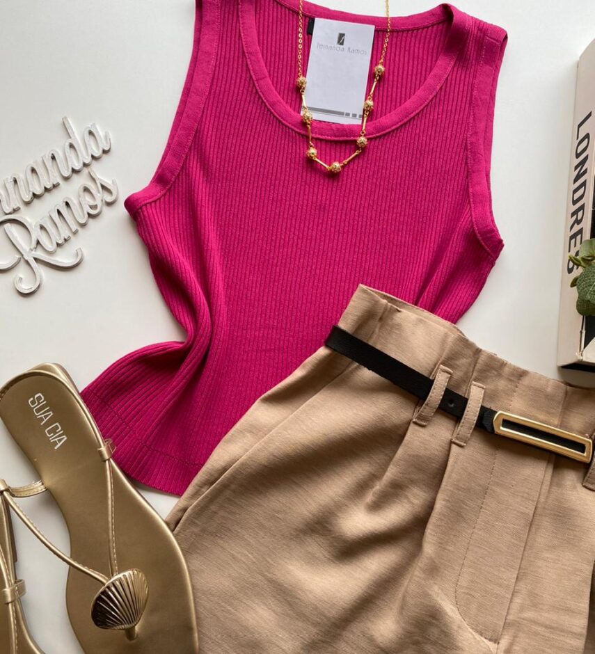 Cropped Feminino Heloísa sem Bojo Pink - Fernanda Ramos Store