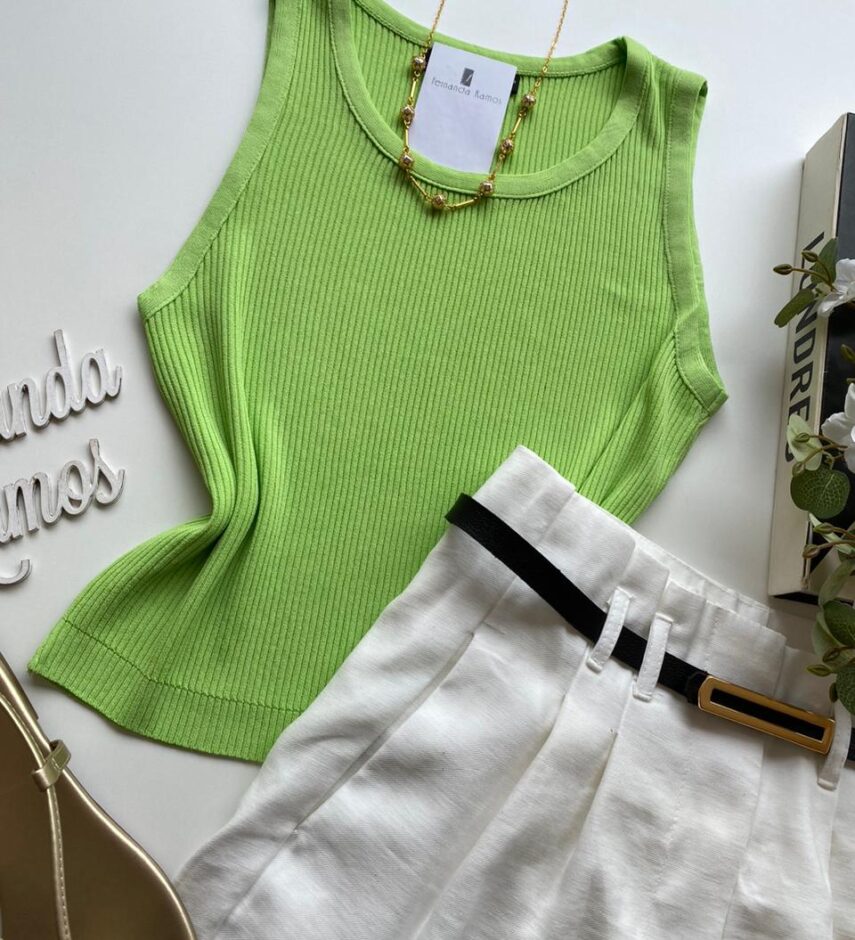 Cropped Feminino Heloísa sem Bojo Verde - Fernanda Ramos Store