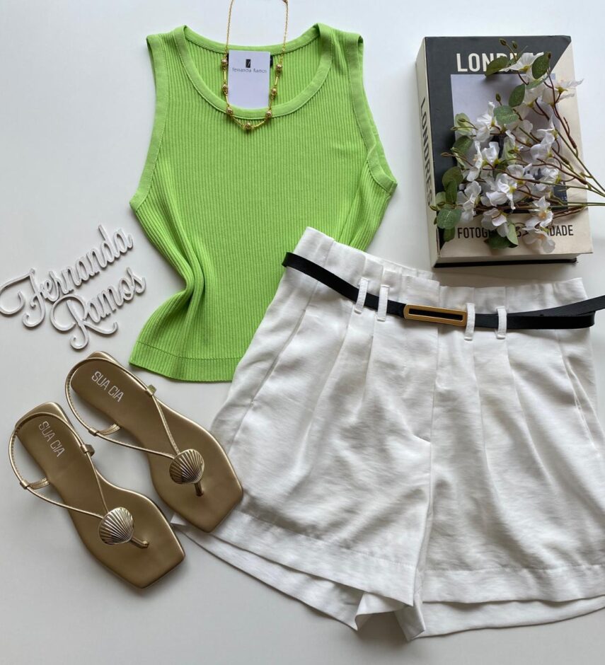 Cropped Feminino Heloísa sem Bojo Verde - Fernanda Ramos Store
