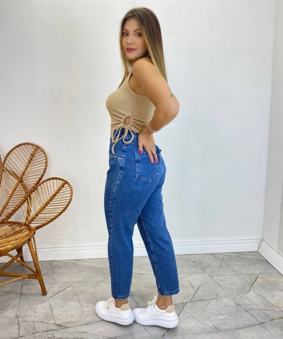 Cropped Feminino Liz Malha Canelada sem Bojo Bege - Fernanda Ramos Store