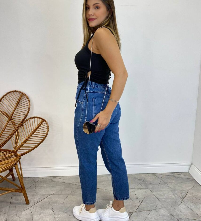 Cropped Feminino Liz Malha Canelada sem Bojo Preto - Fernanda Ramos Store