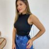 Cropped Feminino Liz Malha Canelada sem Bojo Preto - Fernanda Ramos Store