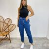 Cropped Feminino Liz Malha Canelada sem Bojo Preto - Fernanda Ramos Store