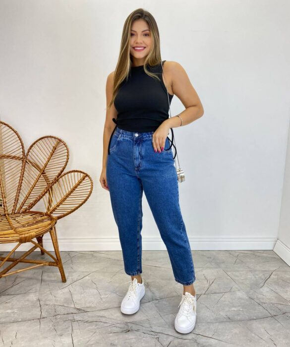 Cropped Feminino Liz Malha Canelada sem Bojo Preto - Fernanda Ramos Store