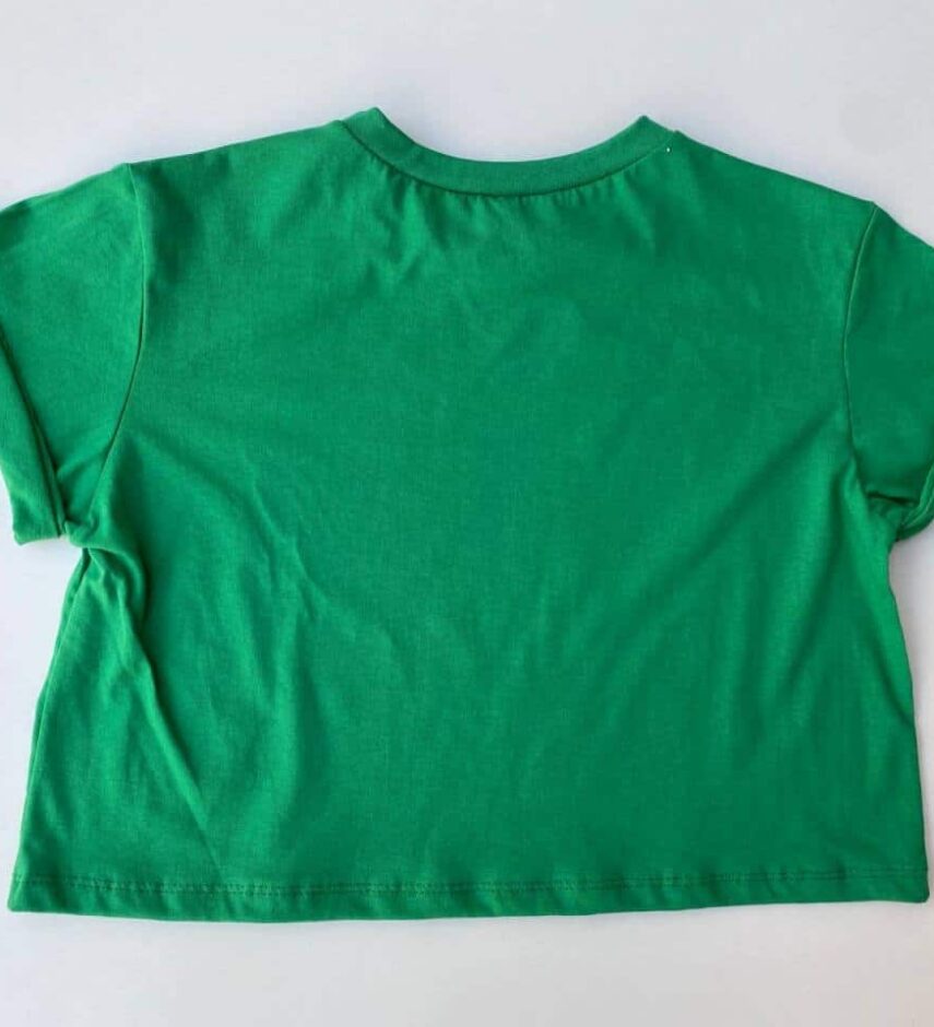 Cropped Feminino Manga Curta Good Vibes Verde - Fernanda Ramos Store