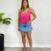 Cropped Feminino sem Bojo Brenda com Franjas Pink - Fernanda Ramos Store