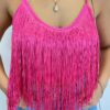 Cropped Feminino sem Bojo Brenda com Franjas Pink - Fernanda Ramos Store