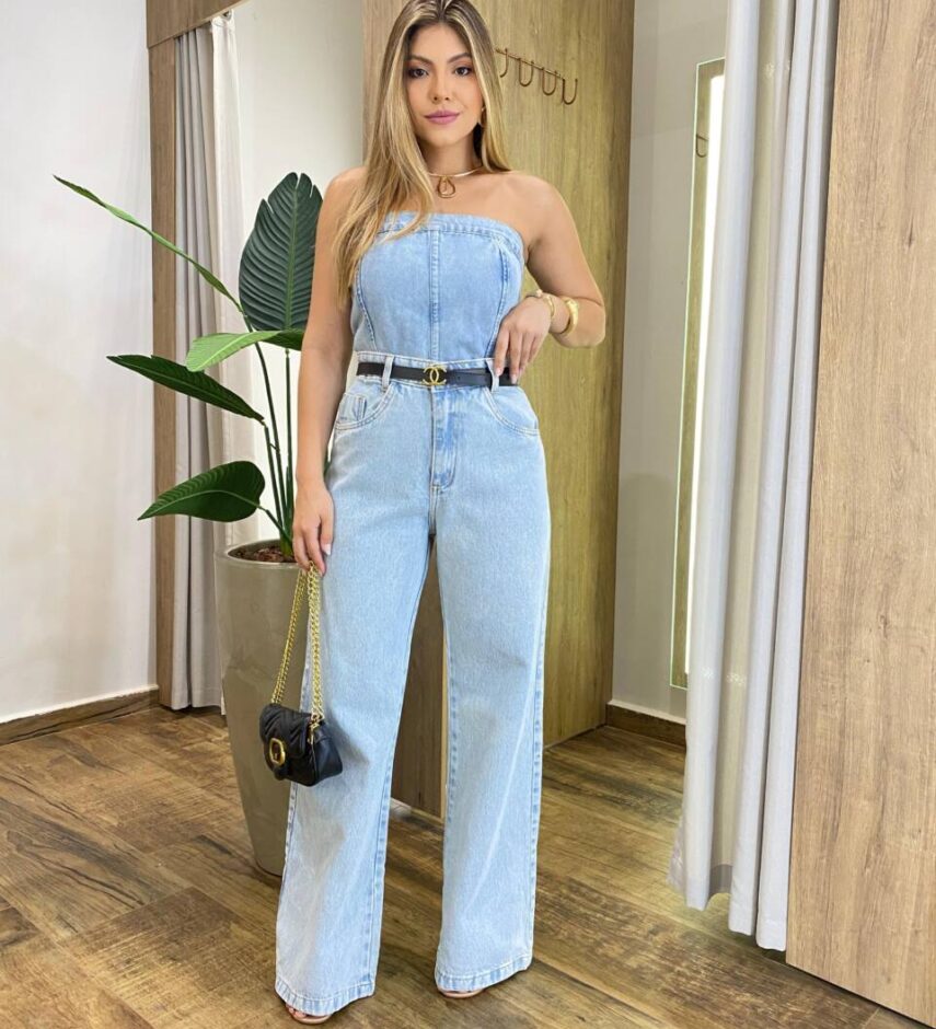 Cropped Feminino sem Bojo Jeans Bruna Mar - Fernanda Ramos Store