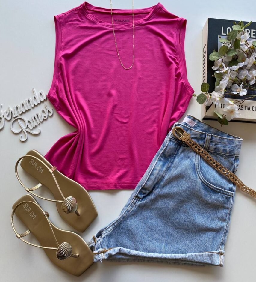 Cropped Feminino sem Bojo Malwee Pink - Fernanda Ramos Store
