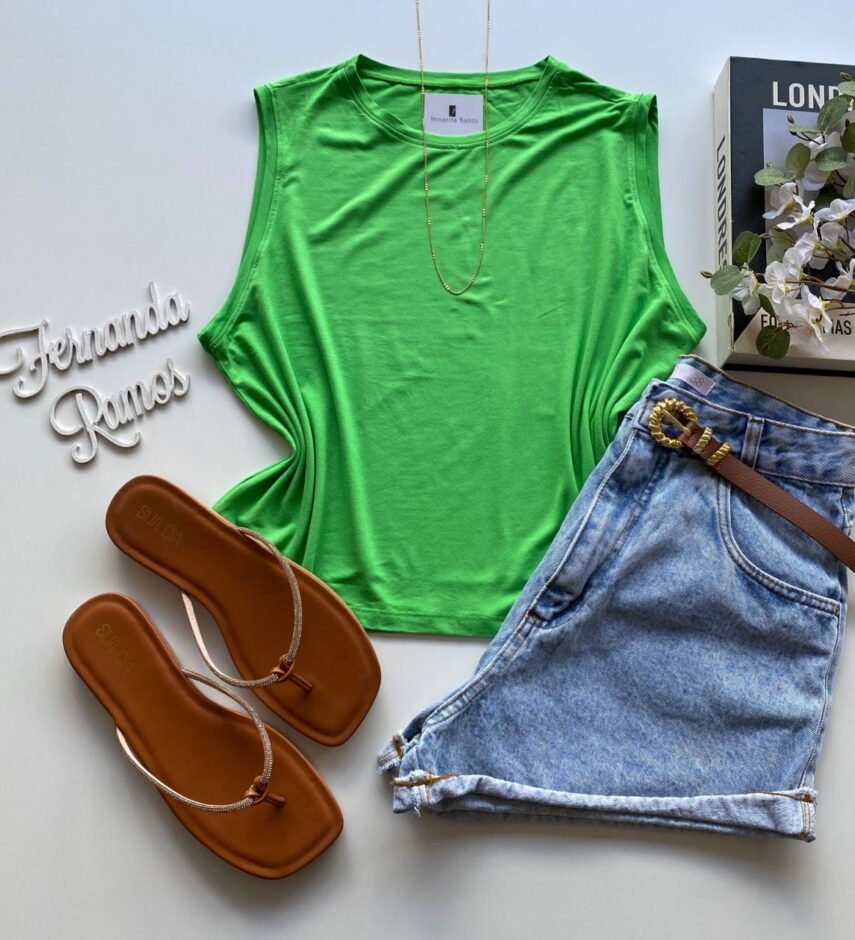 Cropped Feminino sem Bojo Malwee Verde - Fernanda Ramos Store