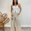 Cropped Feminino Tomara que Caia Branco sem Bojo com Cinto - Fernanda Ramos Store