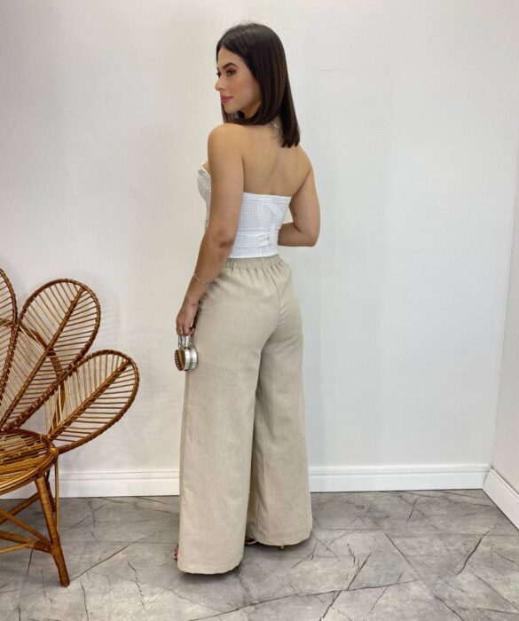 Cropped Feminino Tomara que Caia Branco sem Bojo com Cinto - Fernanda Ramos Store