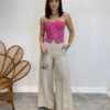 Cropped Feminino Tomara que Caia Pink sem Bojo com Cinto - Fernanda Ramos Store